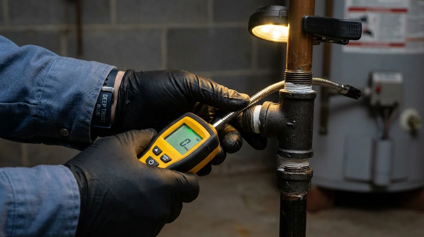 Gas leak detection with electronic sniffer by Johns Plumbing LLC in Hudson