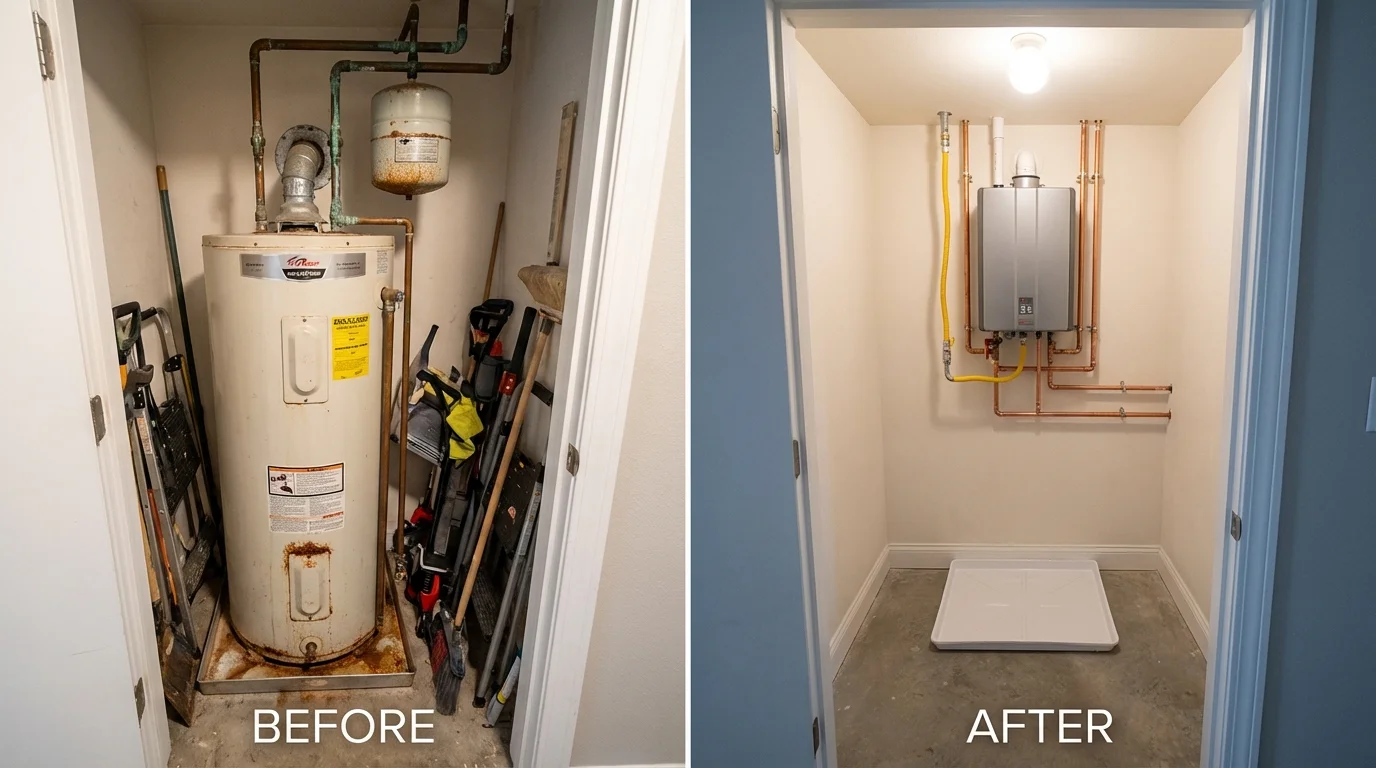 Tank water heater versus wall-mounted tankless unit comparison for Hudson, MI homeowners